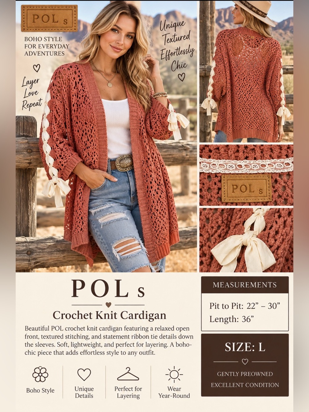 POL Crotchet Cardigan